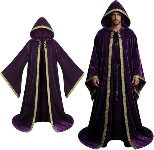 Velvet wizard robe with hooded - wizard,